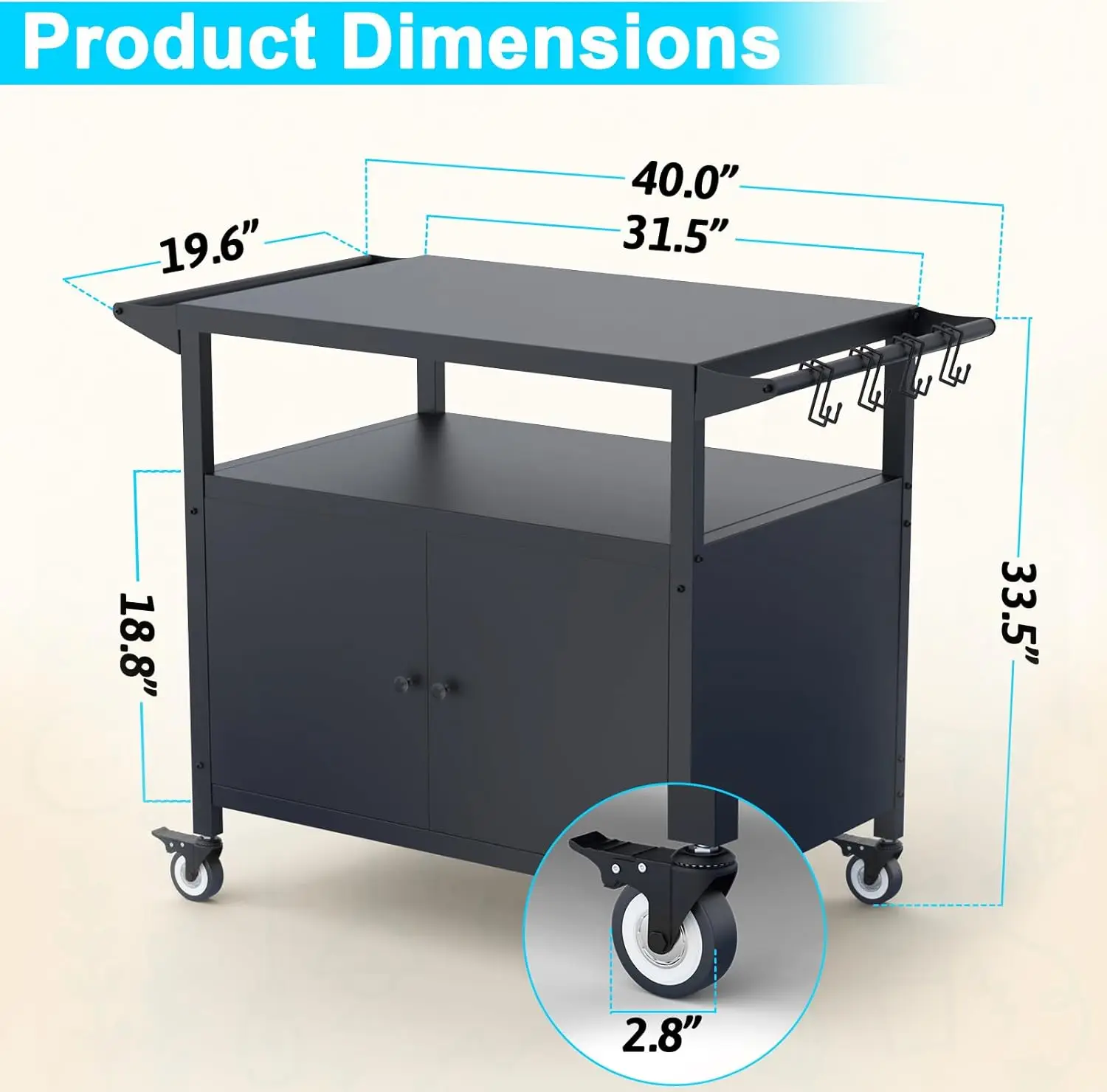 Outdoor-Grill tisch mit Stauraum, beweglicher Grill wagen, Outdoor-Küchen insel Prep-Stand-Station,Blackstone-Grillst änder, Grill