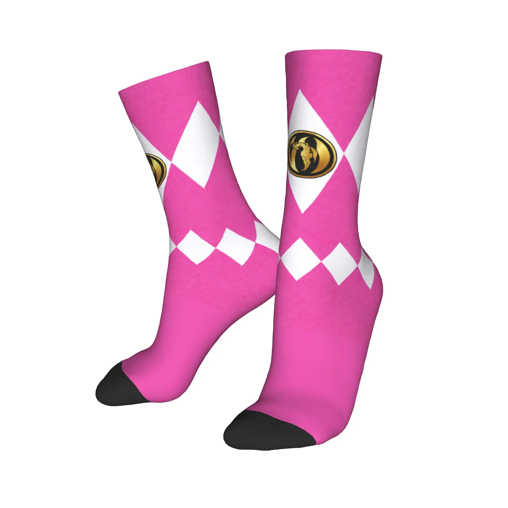 Colorful Powers Rangerr Basketball Socks  Polyester Middle Tube Socks for Unisex Non-slip