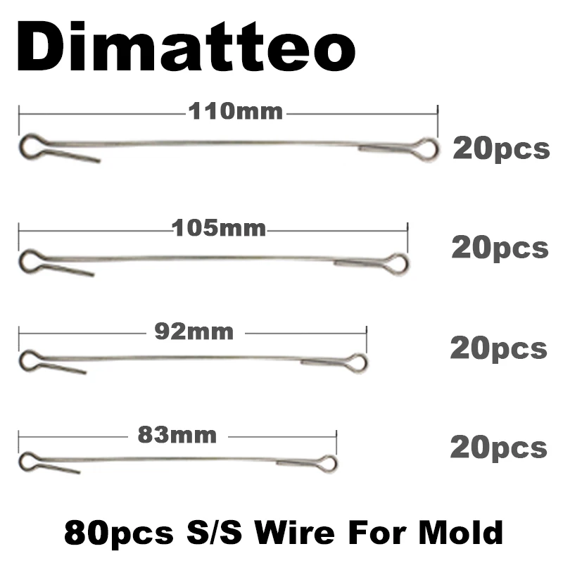 Dimatteo DIY Fishing 80pcs S/S Wire for 121pcs Jig Lure Mould Combo