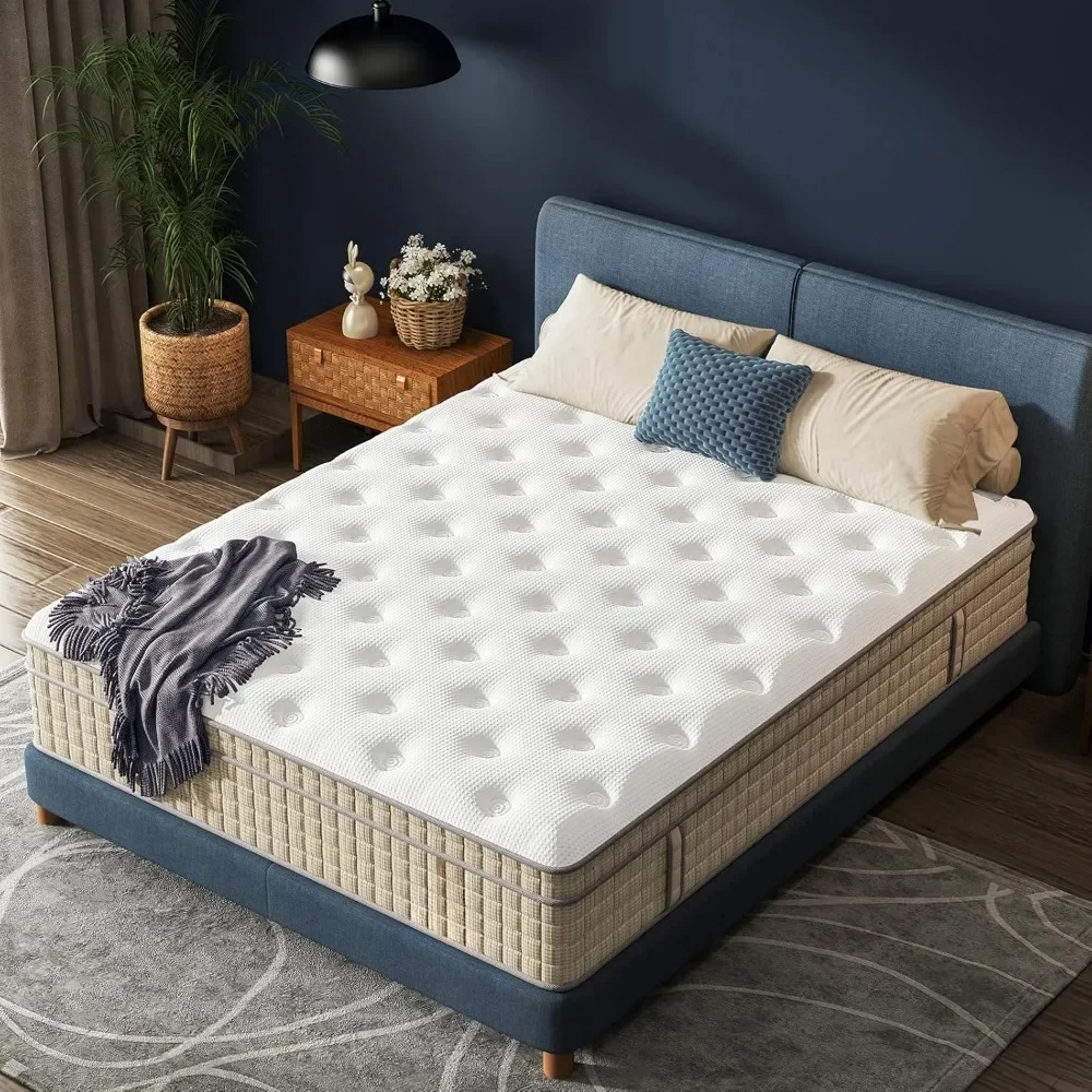 12 Inch Mattress in a Box, Best Firm Hybrid Mattress with Upgrade Pocket Springs for Strong Back Support & Pain Relief