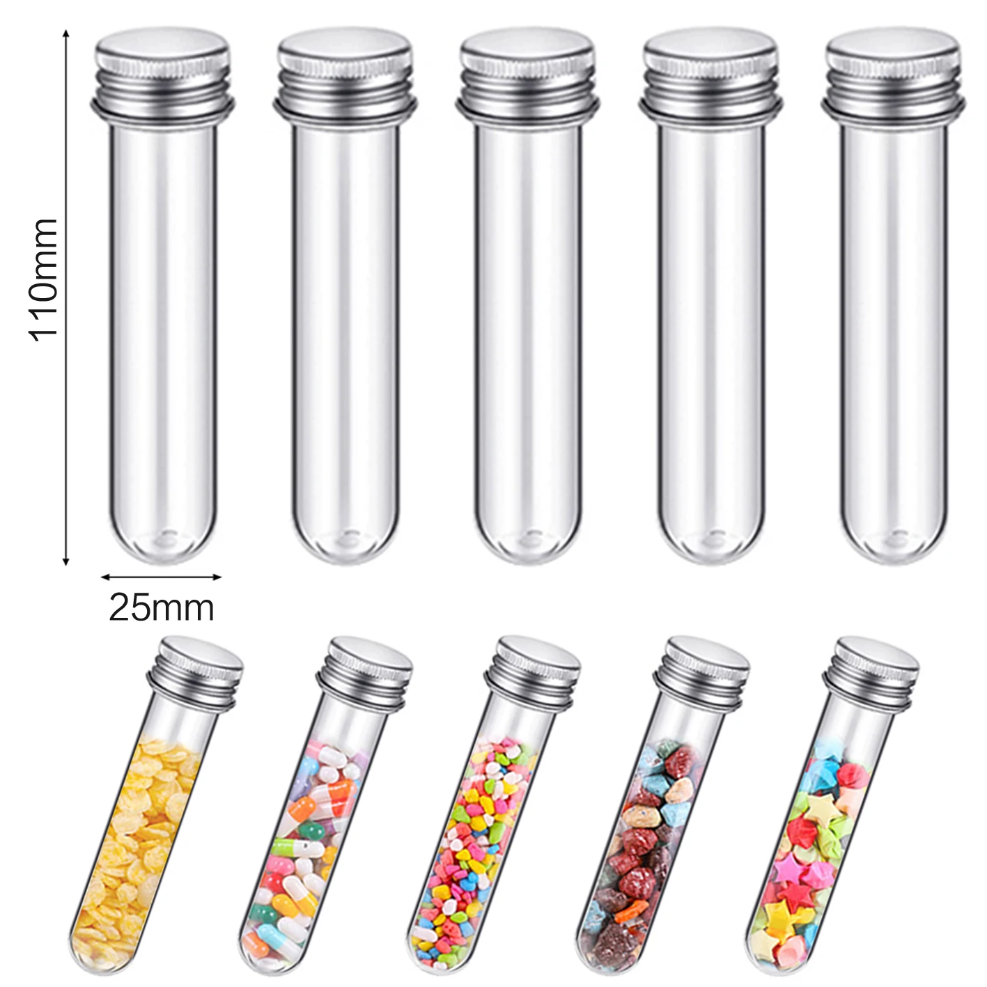 Imagem -02 - Laboratório 30ml Garrafa de Tubo de Ensaio Pet Transparente Cilíndrico Plástico Recarregável Garrafa para Máscara Linha de Dados de Doces 25*110 mm 30 Peças