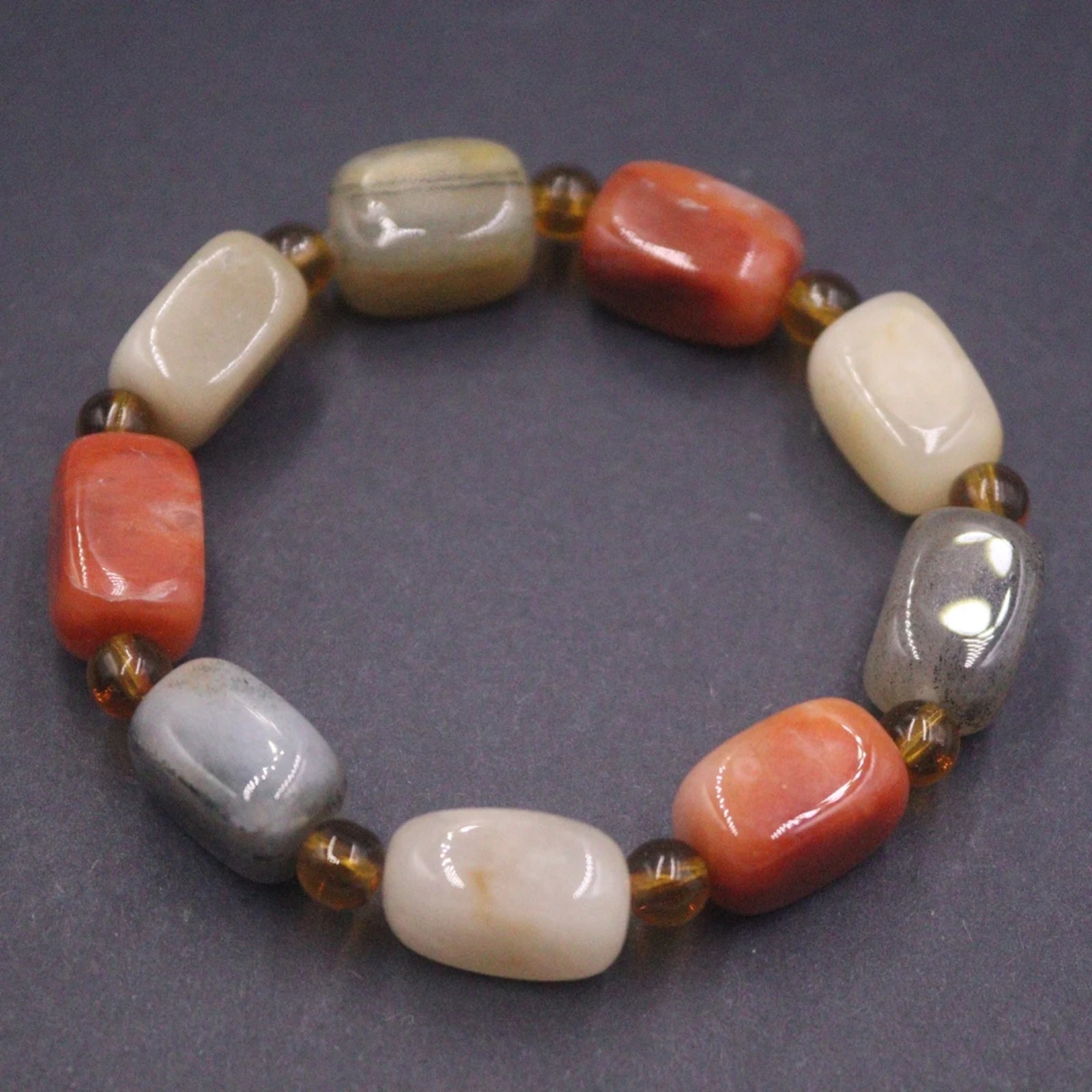 

Natural Colorful Jade Women Lucky 10mm Long Square Cuboid Beaded Bracelet