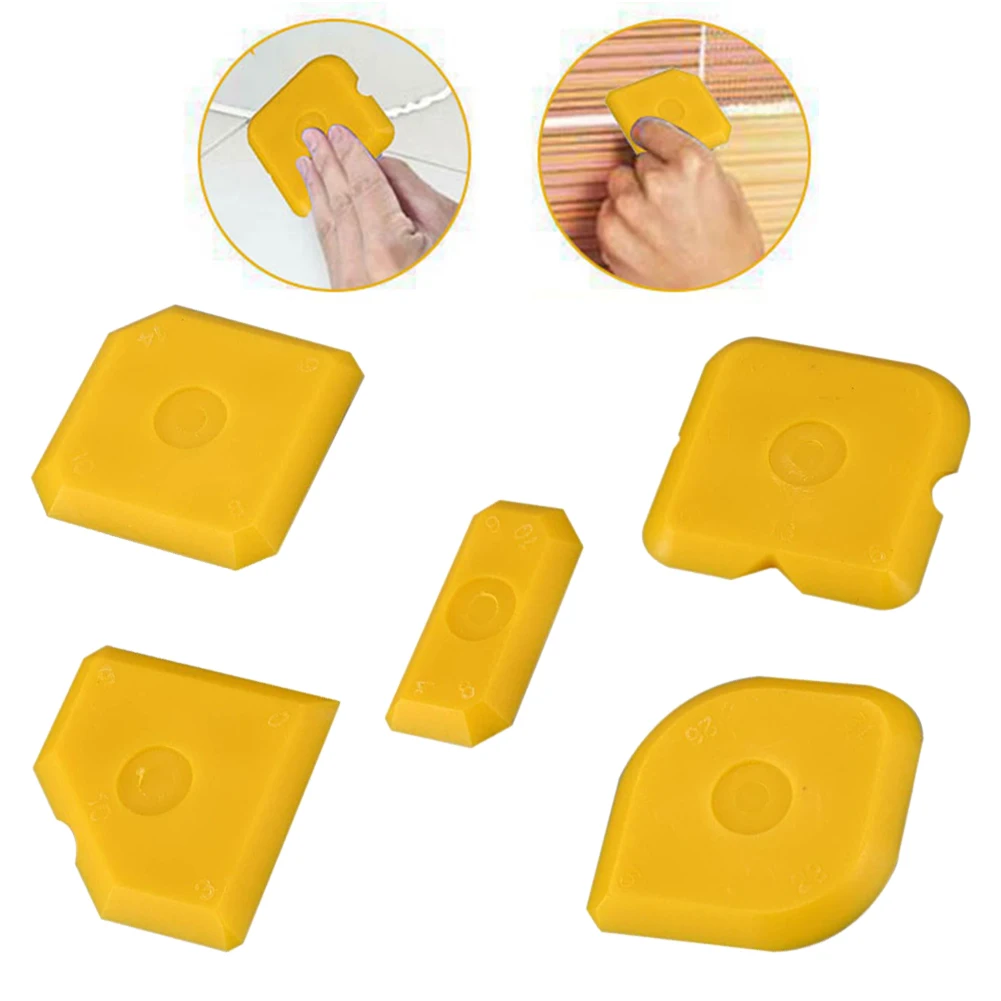 Tool Scraper Applying Grout 5× Divisible Plastic Scraper Rubber Sheet Sealing Silicone Device Yellow Practical