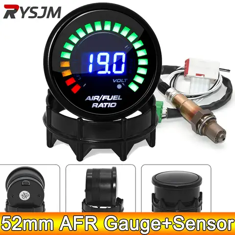 ADQ 디지털 52mm 공기 연료 비율 게이지 LED 디지털 디스플레이(협대역 O2 산소 센서 06J 포함) 906262 가솔린 자동차 12V용 AA