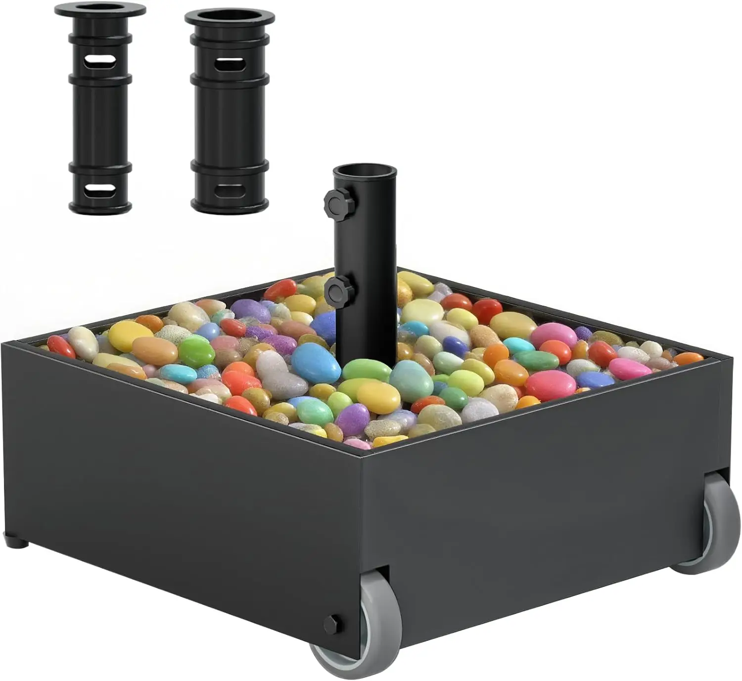 

Patio Umbrella Base Heavy Duty with Wheels, Max 200lb Capacity Fillable Planter Umbrella Stand, Metal Outdoor Umbrella Holder fo