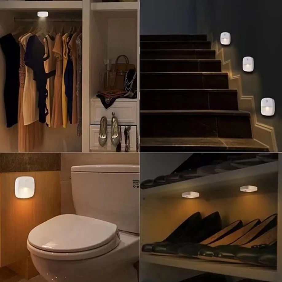 Imagem -06 - Zqqbyy-led Night Light com Sensor de Movimento Luzes sem Fio Pilhas Aaa Quarto Parede Escada Armário Corredor Lâmpada de Indução Corporal