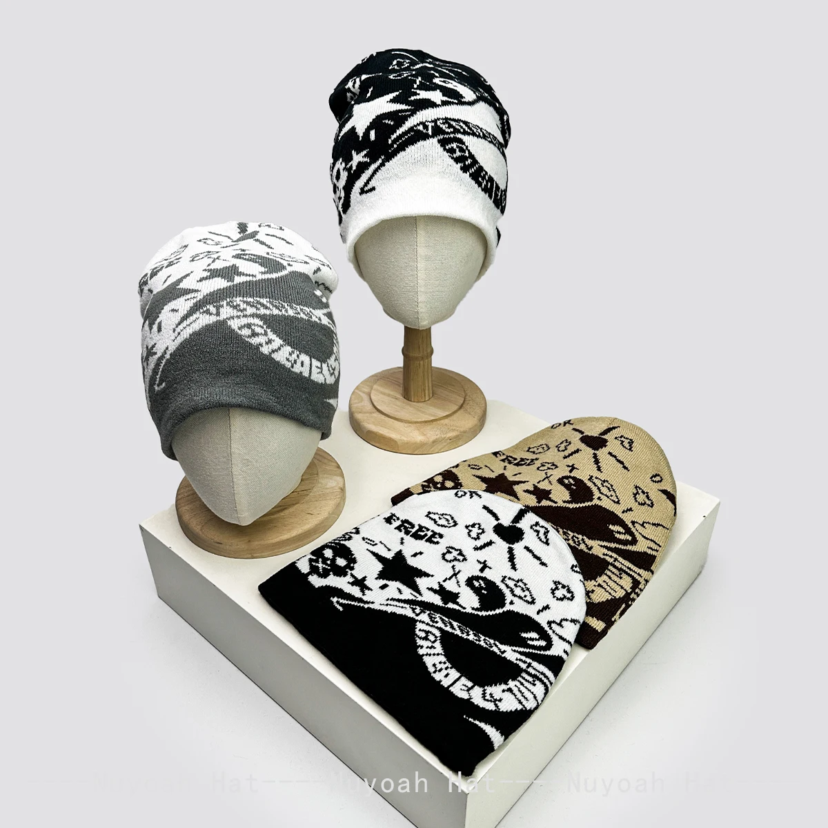 

New Men Women Halloween Jacquard Ghostly Skull Star Knitted Hats Warm Funny Fashion Personal Beanies Outdoor Versatile Casual