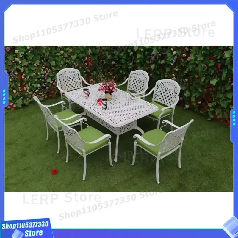 Cast Aluminum Garden Furniture Set Outdoor Patio Table and Chairs 2 4 6 Seater Casual Balcony Courtyard Metal Dining Ensemble