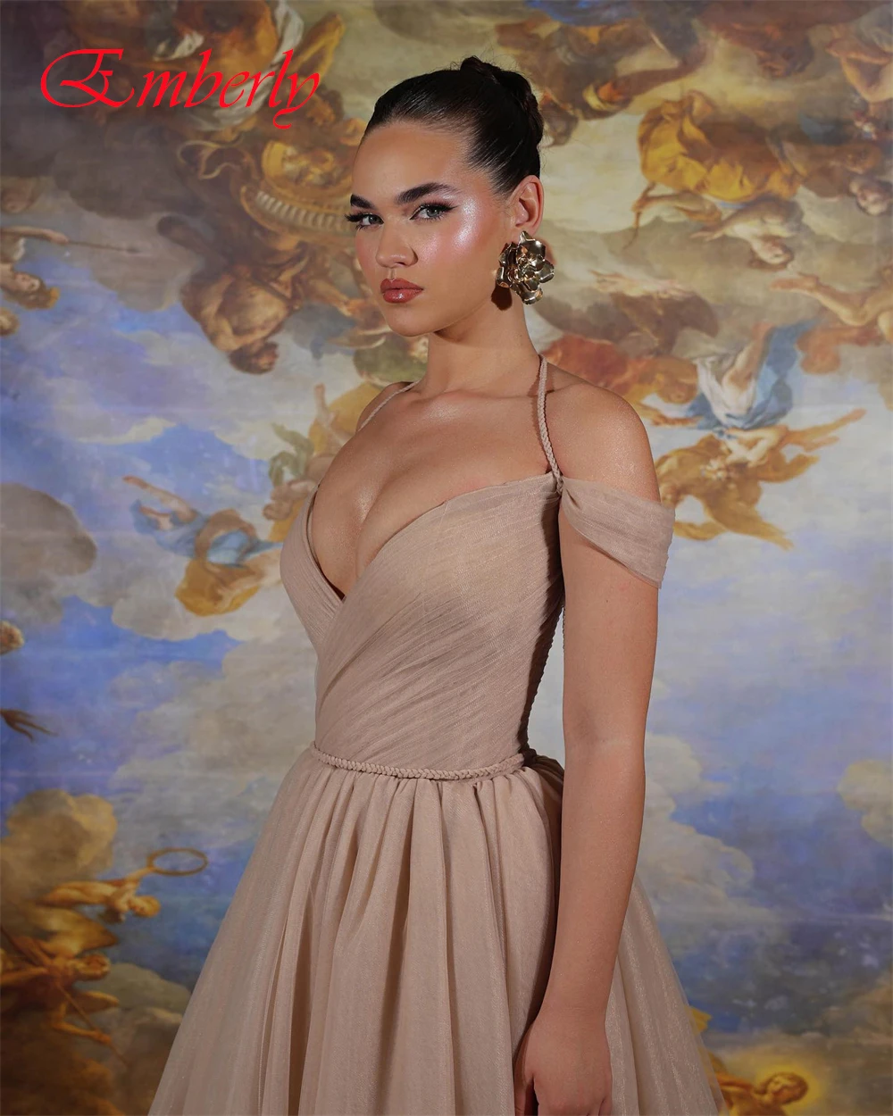 تخصيص رائعة الأورجانزا ألف خط مساء اللباس الكلاسيكية الرسن قبالة الكتف فساتين حفلة موسيقية مثير فساتين المناسبات الخاصة