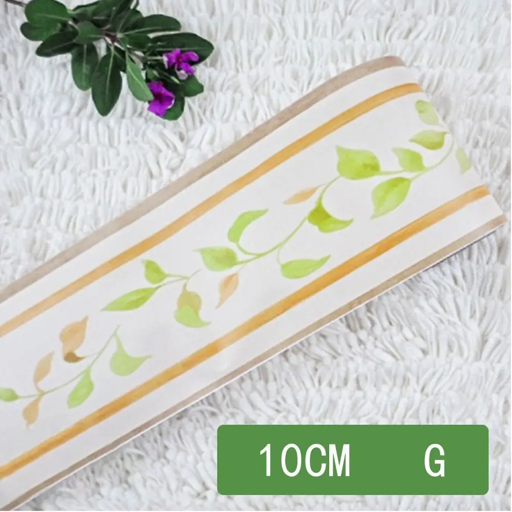 10M Wallpaper Sticker Self Adhesive PVC Wall Skirting Border Decals Wave Line Floral Decals Wall Sticker Living Room Decor