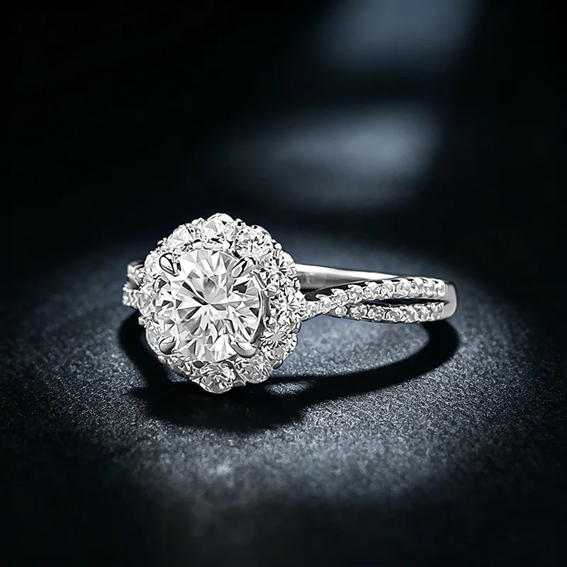 

Apaison Luxurious 6.5mm 1 Carat Moissanite Women's Ring - Wedding Engagement Party 925 Sterling Silver Jewelry Gift