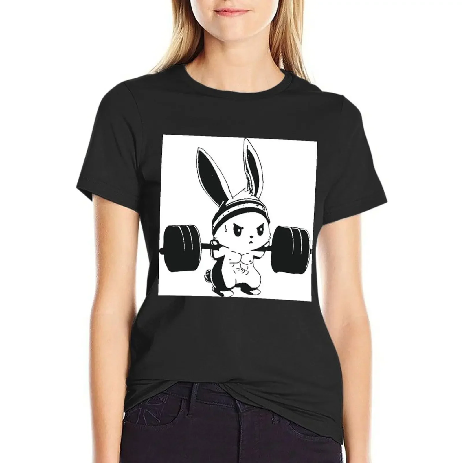 

A bunny stays fit T-shirt korean fashion shirts graphic tees lady clothes korean Women's clothes