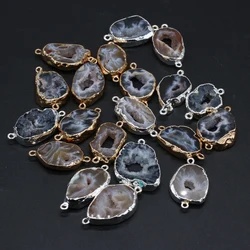 Natural Semi Precious Black Agate Jewelry Connector Pendant Jewelry Making DIY Necklace Bracelet Earring Accessories Gift