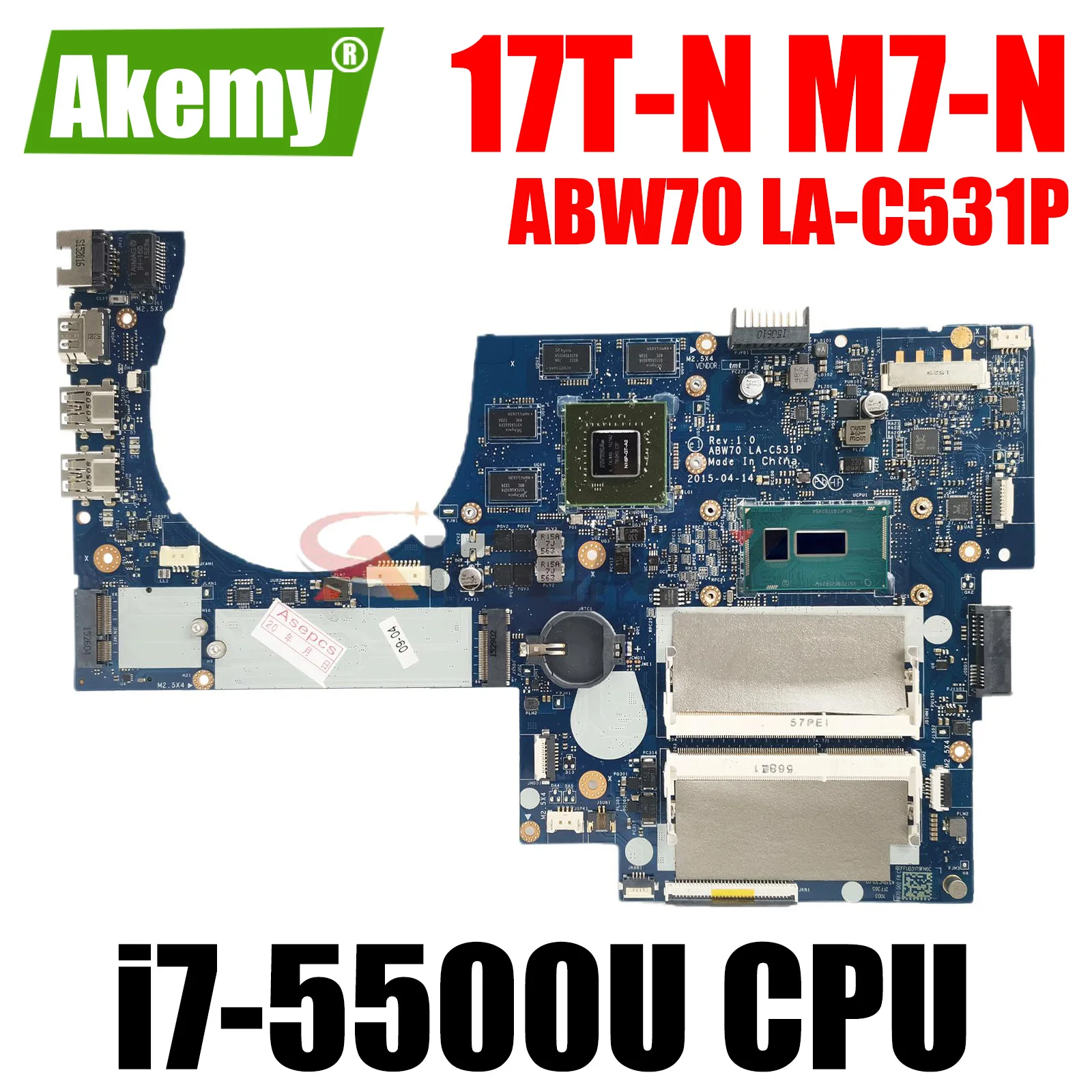 

ABW70 LA-C531P For HP Envy 17-N 17T-N M7-N Laptop Motherboard With i7-5500U CPU 940M-2G 813681-001 813681-601 813680-601