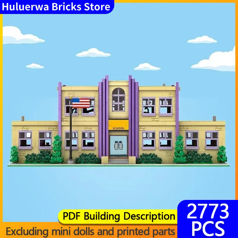 Popular Anime Model MOC Building Bricks Springfield Elementary School Modular Technology Gift Holiday Assemble Children Toy Suit