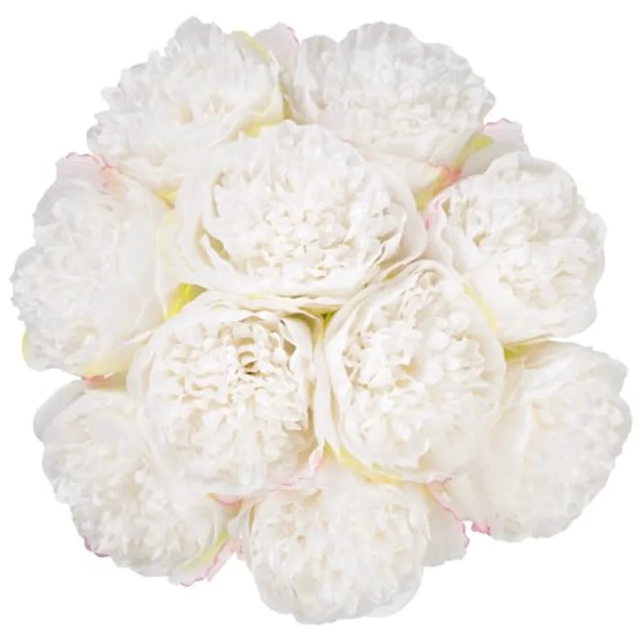 

20 Heads Artificial Peony Silk Flower Leaf Home Office Wedding Party Festival Bar Decor Cream