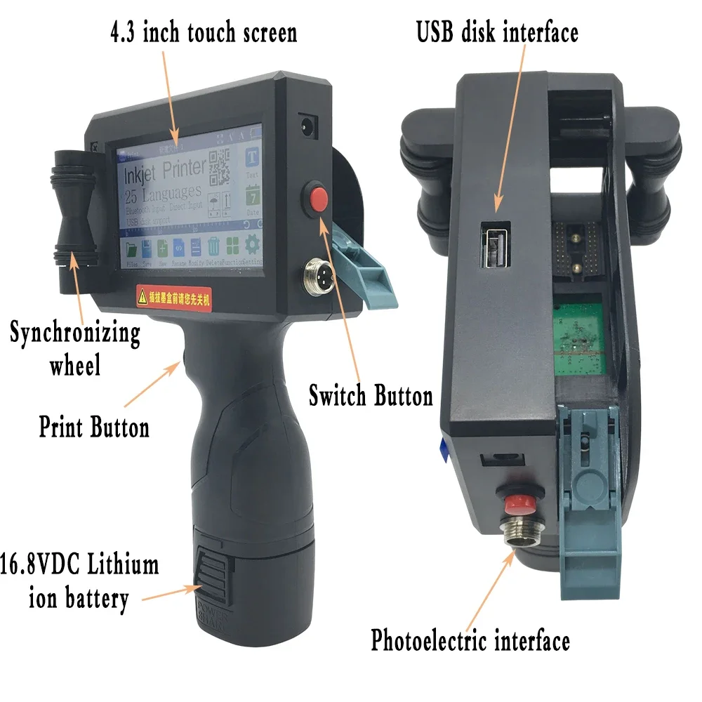 Imagem -03 - Tela Sensível ao Toque 12.7 mm Impressora a Jato de Tinta Handheld a Laser de Secagem Rápida Máquina Impressão da Etiqueta 600dpi qr Código Data Logotipo Impressora Térmica