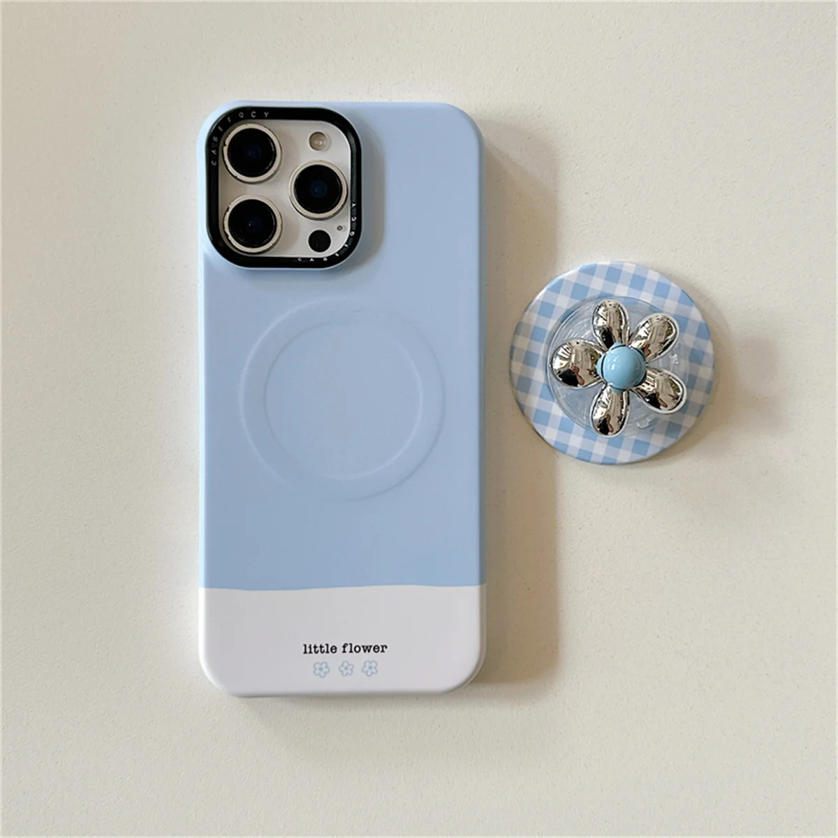 Capa de telefone magnética padrão azul coreano para iphone 16 pro 15 13 14 pro max capa com suporte bonito casos rígidos para magsafe