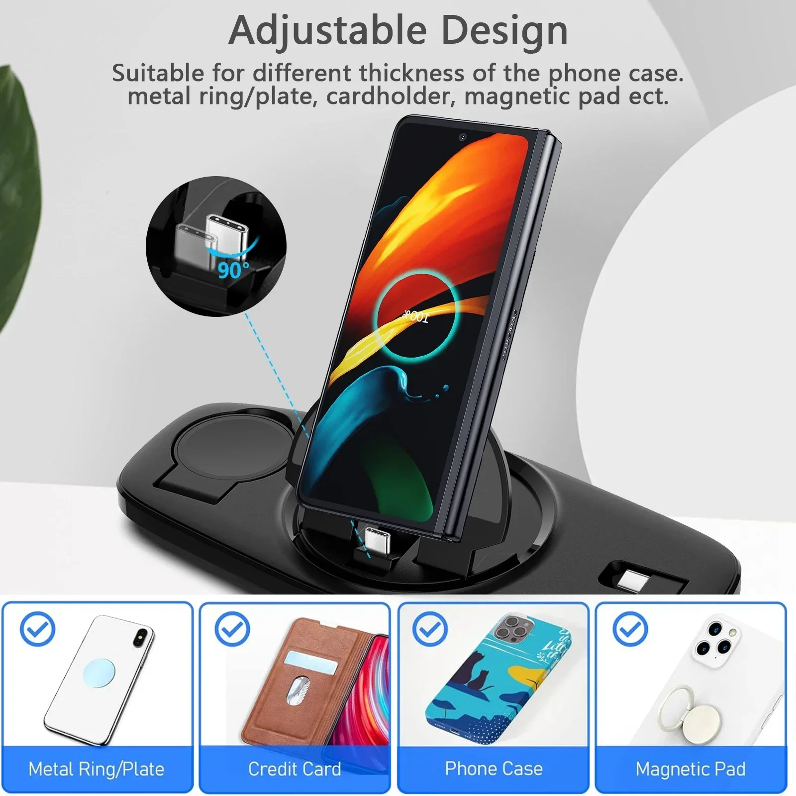 3 In 1 Wireless Charger Stand Pad Foldable Fast Charging Dock Station For Samsung S24 S23 22 Z Fold Galaxy Watch 5 4 Active Buds