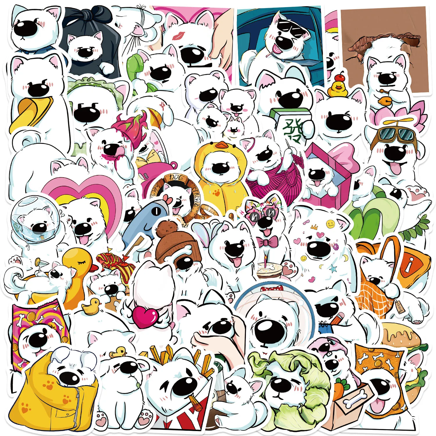 50 Stück Samojede-Aufkleber, geeignet für Notebook-Computer, Gepäck, Kühlschrank, Skateboards, Handyhüllen, Aufkleber
