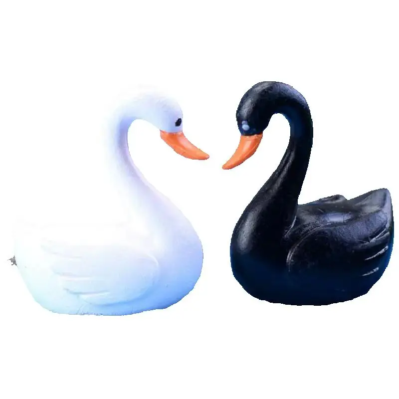 

10pcs set cute Cartoon Black Swan White Swan Fairy Garden Miniatures Creative Animal Miniatures For Terrariums Garden Decoration