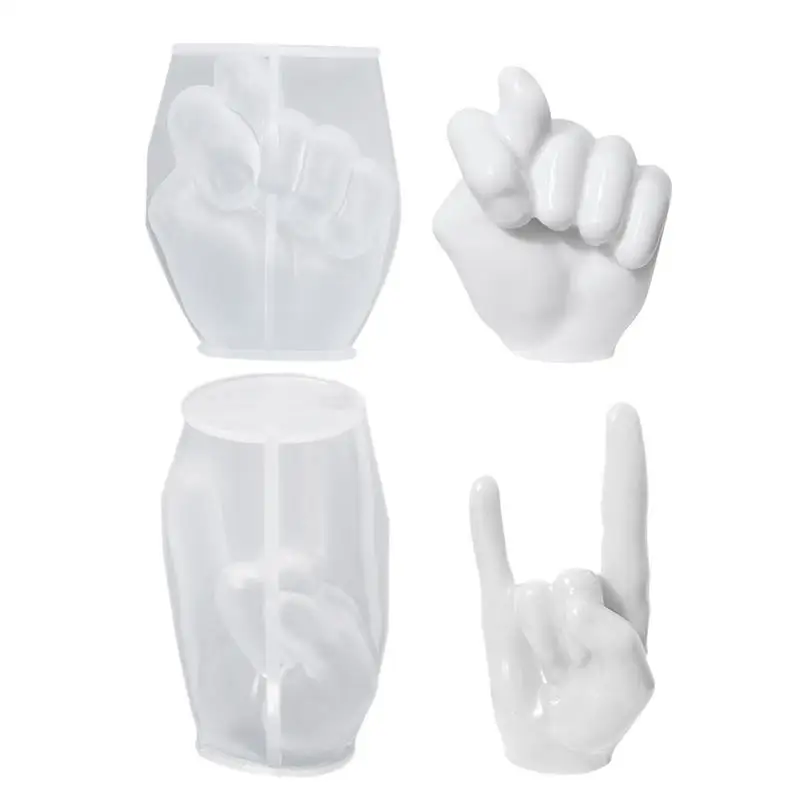 Hand Shaped Silicone Mold Clenched Fist Rock Gesture Scented Candle Mold DIY Resin Clay Arts Crafts For Home Decor Aromatherapy