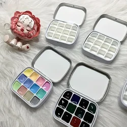 12-Grid Mini Watercolor Box - Ultra-Compact, Lightweight, Travel-Sized, Moisturizing Palette for Painting and Sketching