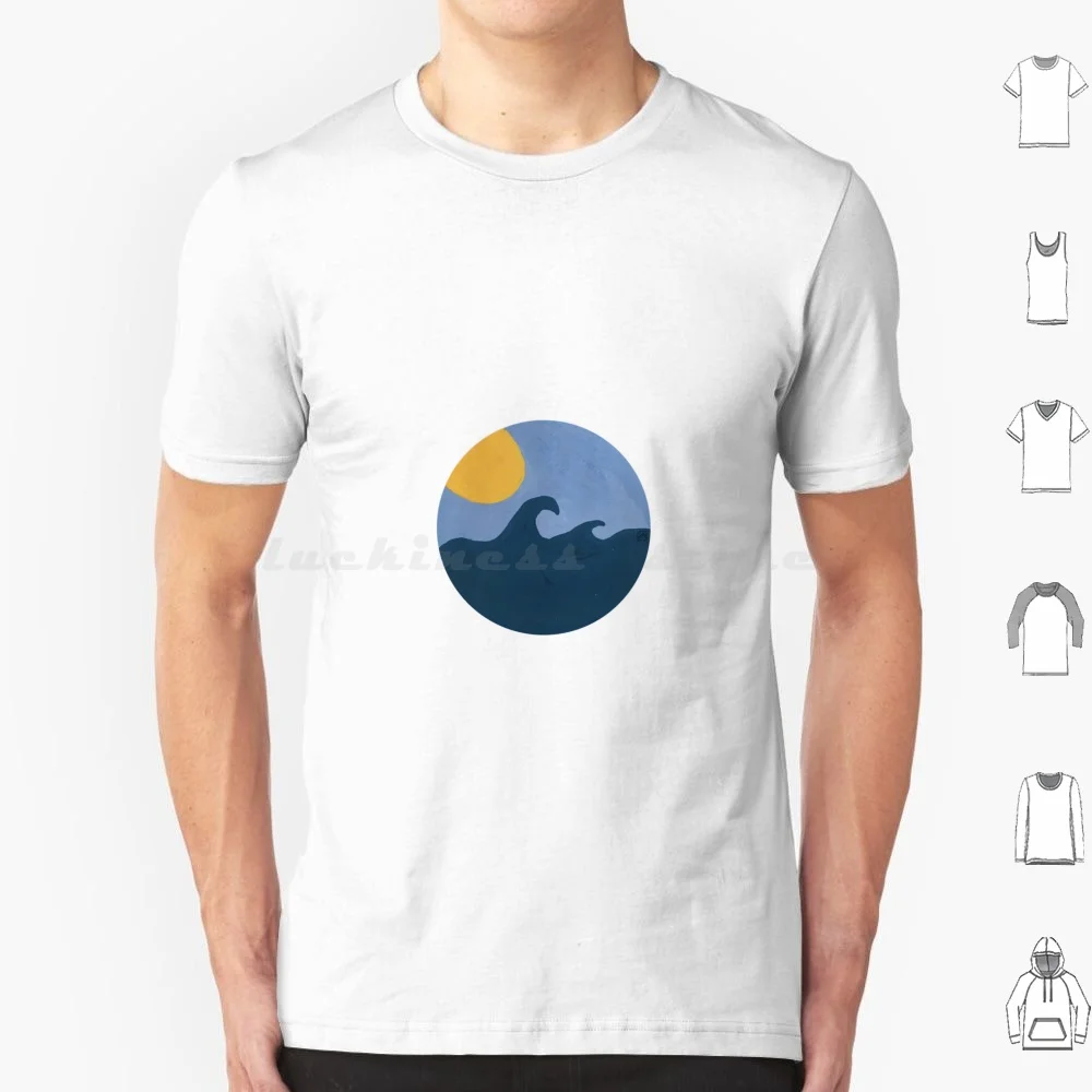 Sun And Wave T Shirt Big Size 100% Cotton Sun Wave Water Beach Summer Sun And Wave Blue Surf