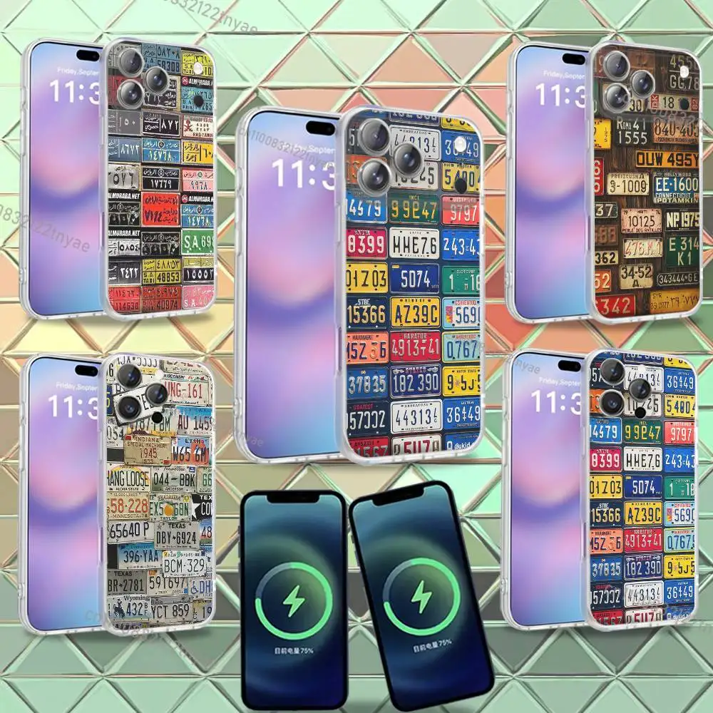 

License Plates Phone Case For iPhone 16,14,11,17,13,15,12,Air,Plus,Pro,Max,E,Mini Frosted for MagSafe Magnetic Wireless