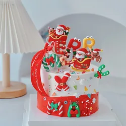 2024 New Christmas Cake Decoration Cupcake Toppers Accessories Santa Claus Xmas English Alphabet for New Years 2025 Party Decor