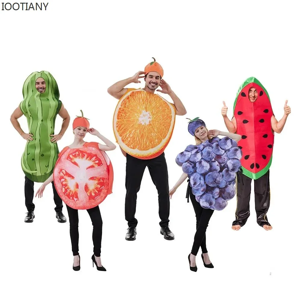 

CosplayCarnival Adult Funny Watermelon Cosplay Vegetable Costume Fruit Party Costume Couple Party Purim Stage Performance Jumpsu