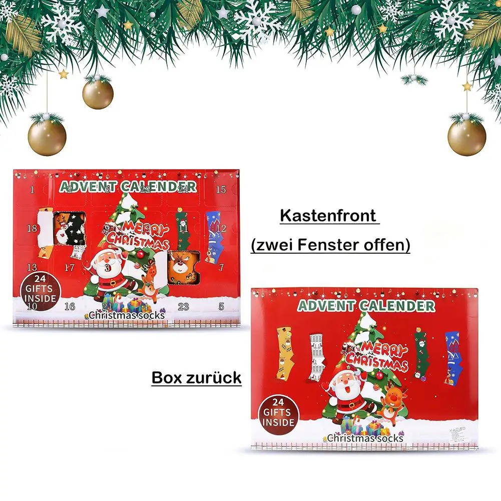 جوارب عيد الميلاد صندوق أعمى جوارب عشوائية للأطفال هدايا العيد 24 يومًا من عيد الميلاد العد التنازلي التقويم الجوارب مضحك #5