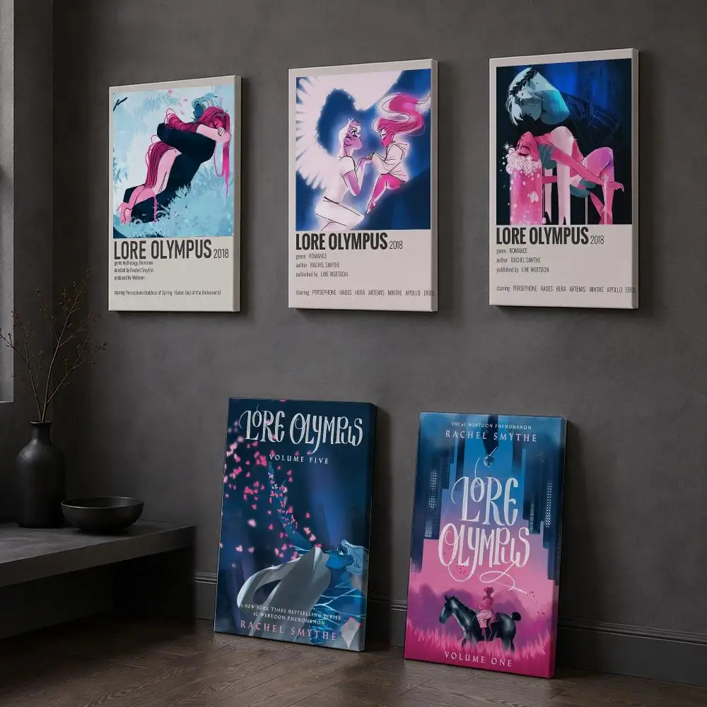 Lore O-Olympus Anime Game Framed Wall Painting Wood Framed Canvas Poster HD Wall Art For Bedroom Hallway Bar Home Decor