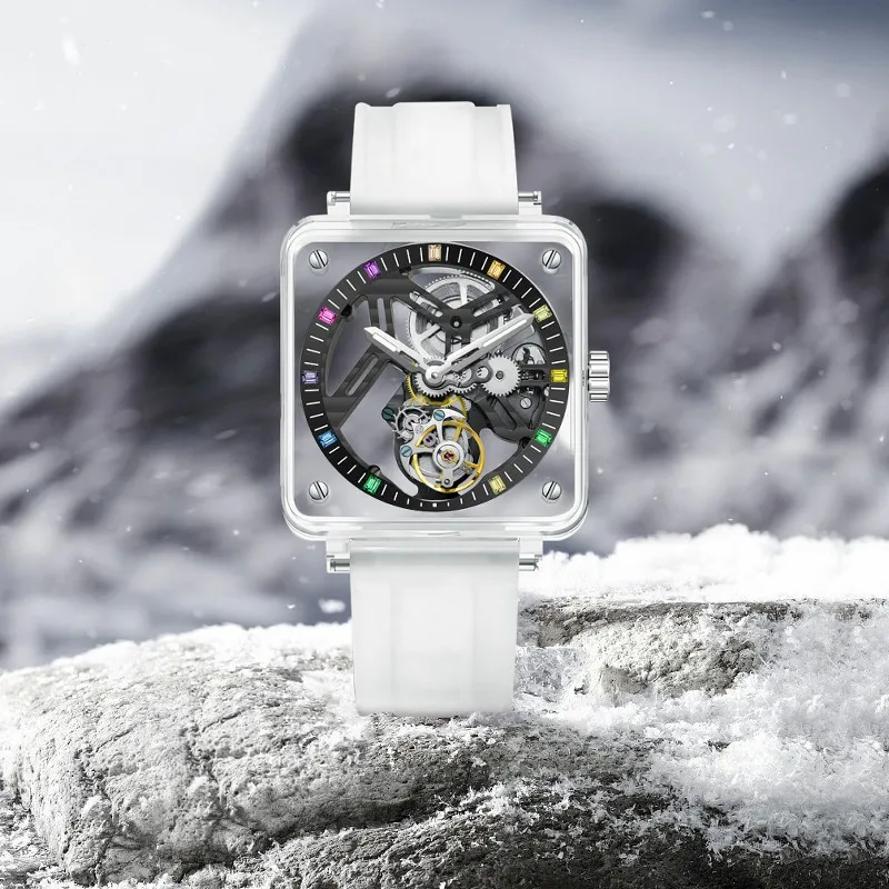 2025 NEW PINDU Design Hollow transparent Mechanical watch Men Tourbillon movement sapphire glass automatic mechanical watch Men