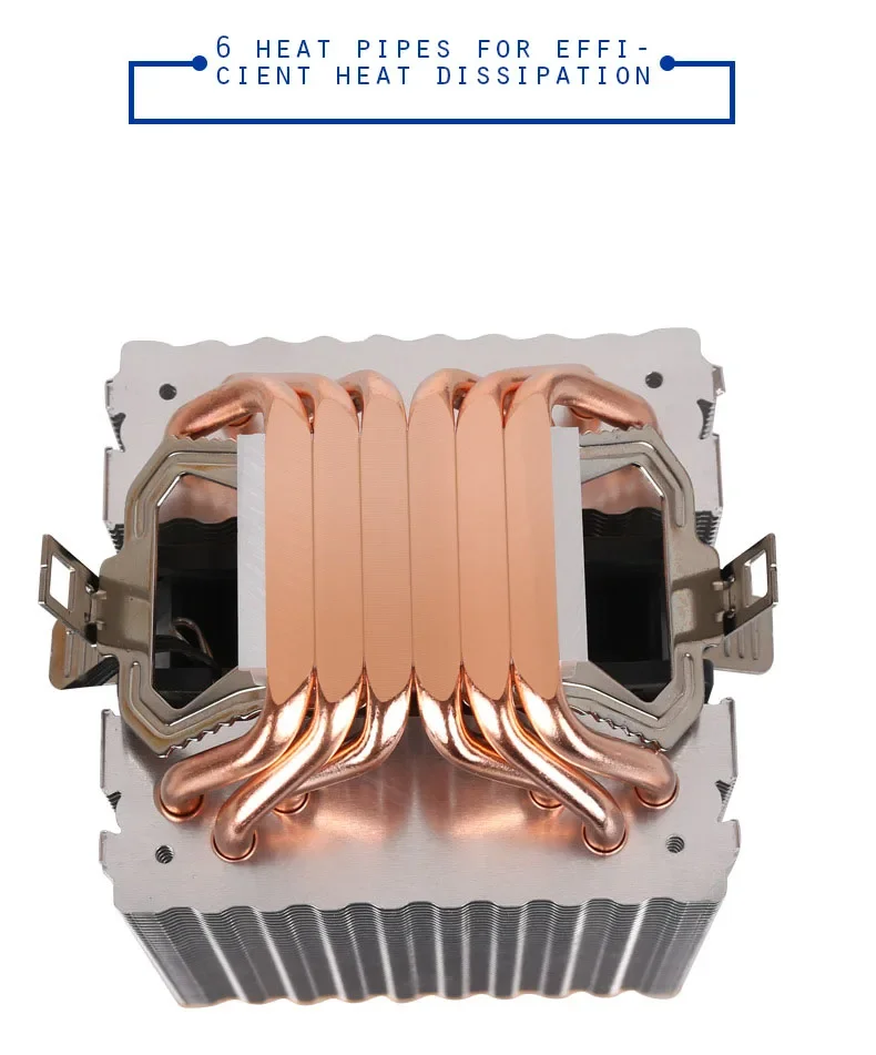 Enfriador de CPU de 6 tubos de calor RGB X79 X99 3Pin PWM 4Pin Quiet para Intel LGA 1150 1151 1155 1200 1366 2011 AMD AM3 AM4 Ventilador
