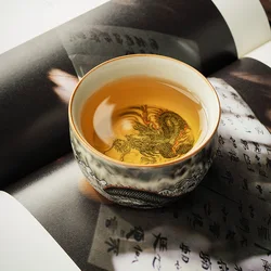 150ML Ru Kiln Dragon Master Cup Household Tea Cup Handmade Tea Bowl Smelling Cup Teaset Supplies Ornaments