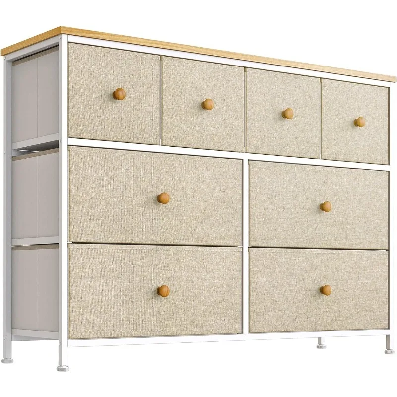 

8 Drawer Dresser for Bedroom Faux Leather Chest of Drawers Closets Large Capacity Organizer