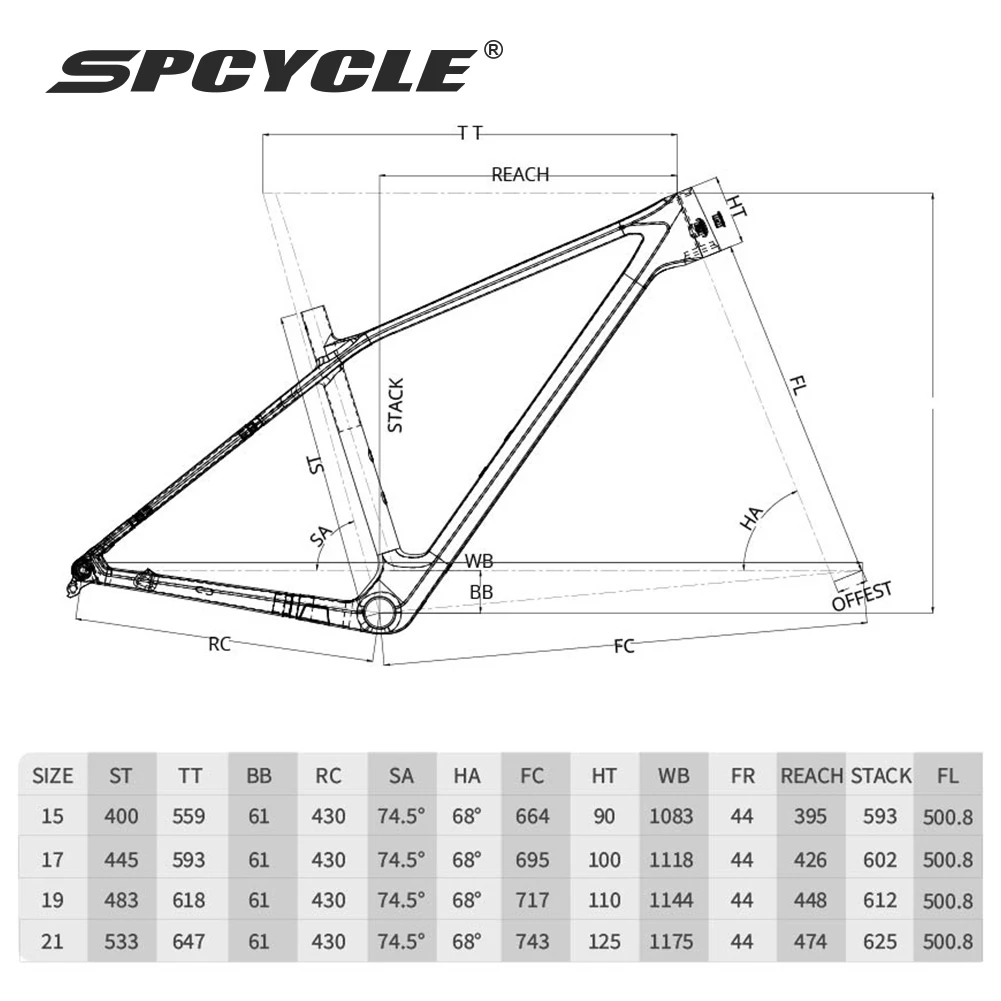 Spcycle 2024 New T1000 Carbon MTB Frame UDH Hanger T47 BB  Full Hidden Cable 29er Hardtail Carbon Mountain Bike Frame