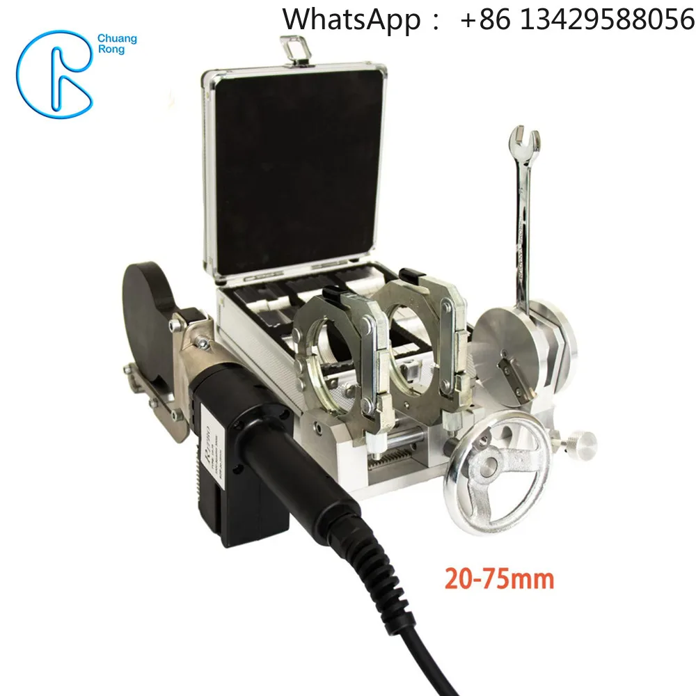 CR New Portable Butt Thermos Fusion Clamp Machine 1.1kW 220V 50/60Hz for PE PP PVDF Plastic Pipes 20-75mm