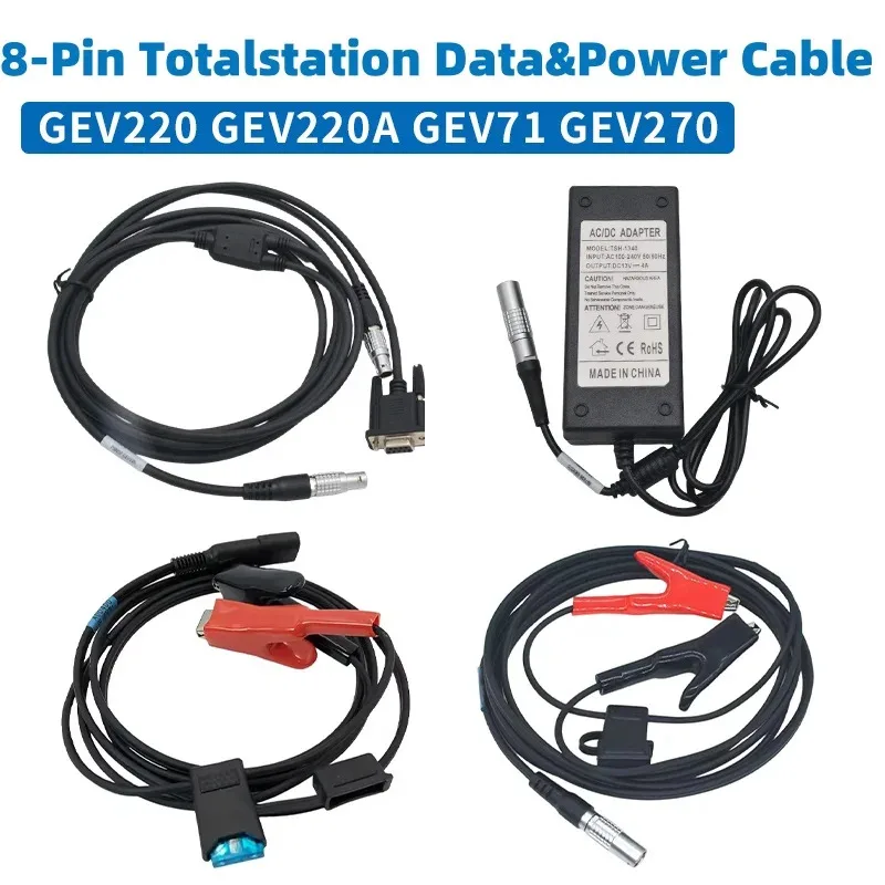 Leicaa TS/TM60/50/30 Total Station GEV220 GEV270 GEV71 Y-Cable to PC and External Battery Power Cable Adapter 8 Pin