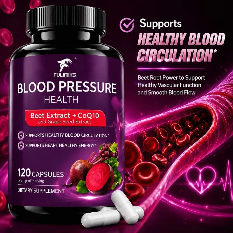 Beet Roots Capsules with CoQ10, Support Blood Pressure, Healthy Blood Circulation & Heart Healthy, Boost Energy Immune System