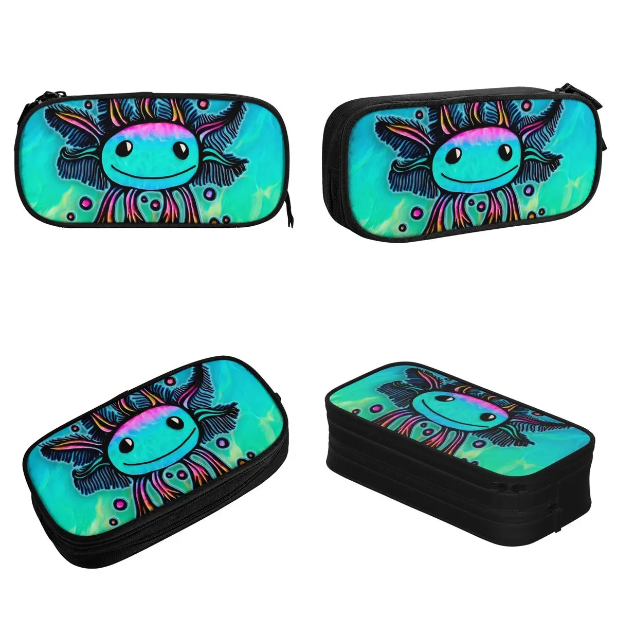 Cute Kawaii Axolotl Pencil Case Exotic Animal Pencil Box Pen Holder for Girls Boys Big Capacity Bags Students School Stationery