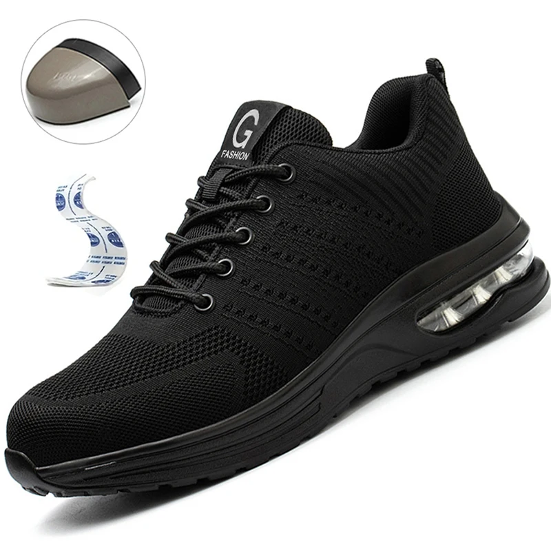 Sicherheitsschuhe für Männer, Arbeitssicherheitsstiefel, Stahlkappenschuhe, stoßfest, durchtrittsicher, mit Luftpolster, leichte, bequeme Arbeitssneaker – Detail 3