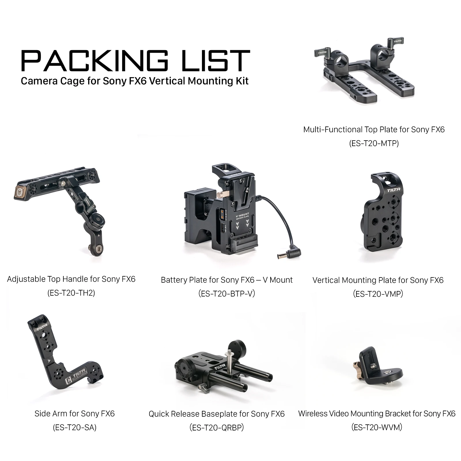 TILTA Camera cage for Sony FX6 ES-T20-C-V Camera Cage Rig Advanced Kit for Sony FX6 V-Mount Top handle