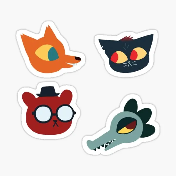 Night In The Woods  5PCS Stickers for Funny Laptop Water Bottles Stickers Anime Luggage Cartoon Room Car Background Decor