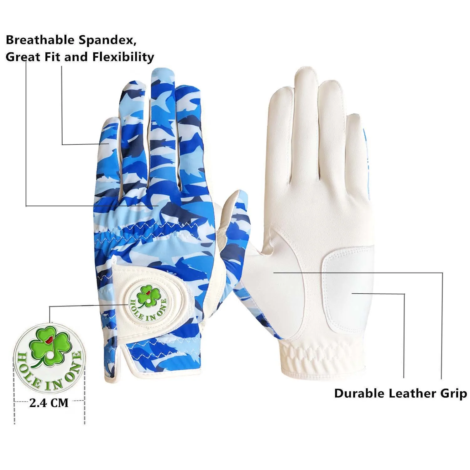 Leather Breathable Anti Slip Golf Gloves Men Left Hand Right All Weather Grip Soft Golf Gloves with Ball Marker Drop Shipping