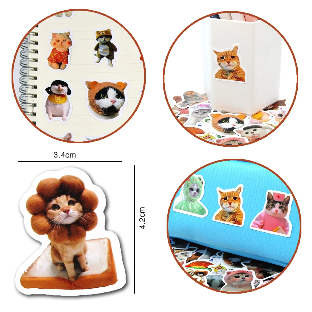 10/50/100PCS Cute Funny Cat PVC Sticker Aesthetic Chidlren's Stationery Kawaii Decoration Scrapbooking School Supplies for Kids