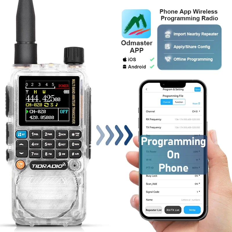 TIDRADIO-Walkie Talkie profissional, rádio multifuncional, telefone portátil APP, programação sem fio, exterior e interior, H3