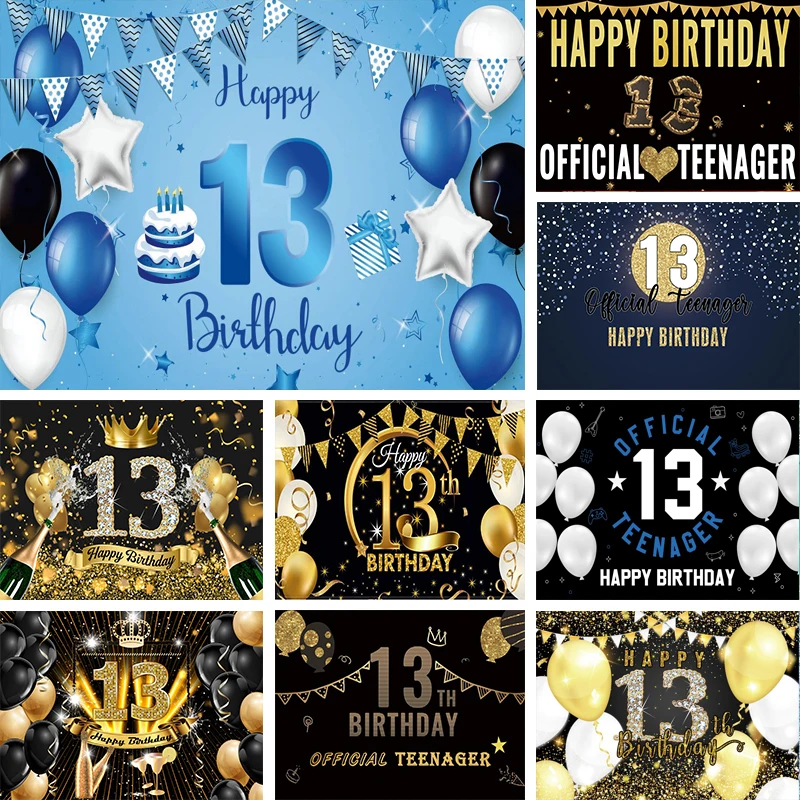 

Happy 13th Birthday Backdrop Banner Boys Girls 13 Years Old Birthday Party Photography Background Photo Studio Prop