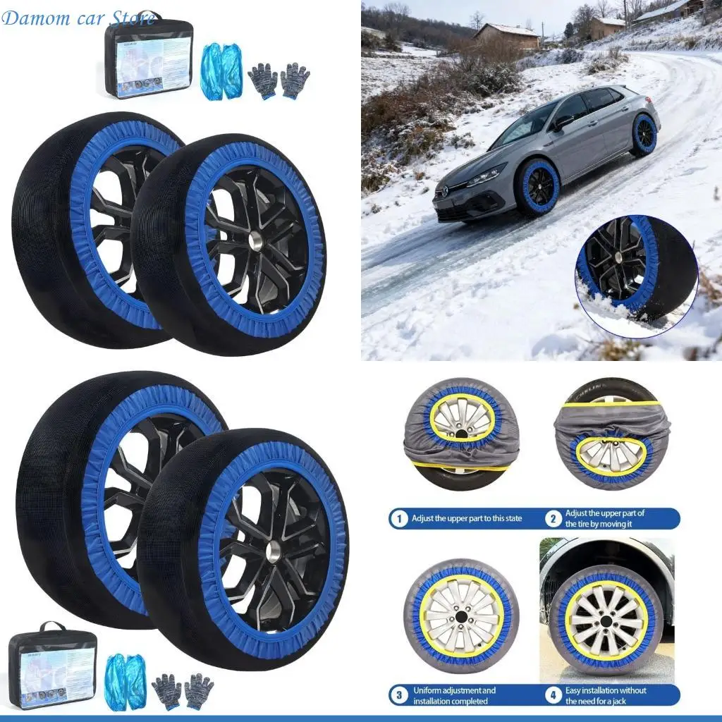 

A2UC 2Pcs Portable Tire Antislip Socks Enhanced Grip in Snow Conditions Easy Setups